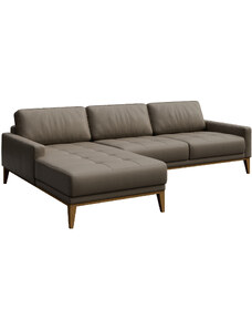 Světle hnědá kožená rohová pohovka MESONICA Musso Tufted, levá, 248 cm