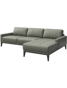 Šedá kožená rohová pohovka MESONICA Musso Tufted, pravá, 248 cm