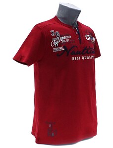 Tmavě červené pánské tričko s knoflíčky Kolton, Velikost L