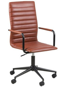 Scandi Hnědá koženková kancelářská židle Aqua