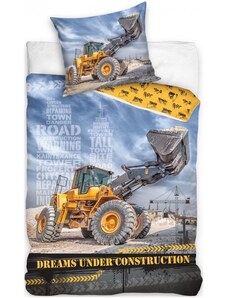 BedTex Bavlněné ložní povlečení Buldozer - 100% bavlna Renforcé - 70 x 90 cm + 140 x 200 cm