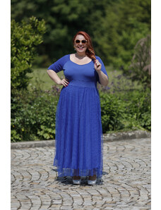 Molet MV Magda dlouhé šaty královsky modré s tylovou sukní