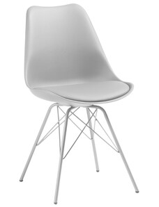 Světle šedá koženková jídelní židle Kave Home Ralf s kovovou podnoží