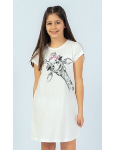 Vienetta Secret Dětská noční košile s krátkým rukávem Žirafa - bílá