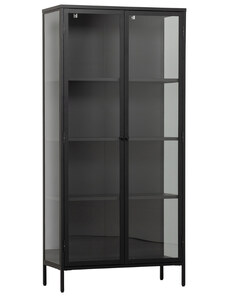Hoorns Černá kovová vitrína Prue 190 x 90 cm