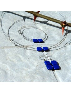 GeorGina Dámské šperkové sety michaela, náhrdelník, náramek a náušnices tmavě modrými korálky