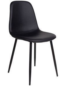 Nordic Living Černá koženková jídelní židle Raya