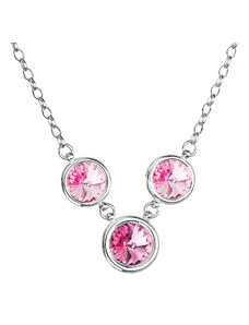 EVOLUTION GROUP Stříbrný náhrdelník se Swarovski krystaly růžový kulatý 32033.3 rose