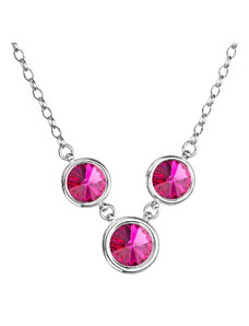 EVOLUTION GROUP Stříbrný náhrdelník se Swarovski krystaly růžový kulatý 32033.3 fuchsia