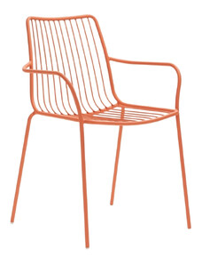 Pedrali Oranžová kovová zahradní židle Nolita 3656 s područkami