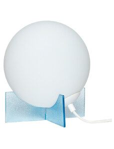 Bílo modrá skleněná stolní lampa Hübsch Moon 20 cm