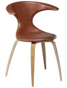 ​​​​​Dan-Form Hnědá kožená jídelní židle s dubovou podnoží DAN-FORM Flair