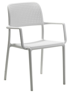 Nardi Bílá plastová zahradní židle Bora s područkami