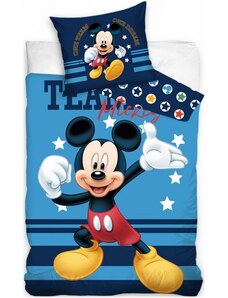 Carbotex Bavlněné ložní povlečení Mickey Mouse - motiv One team, One dream - 100% bavlna - 70 x 90 cm + 140 x 200 cm