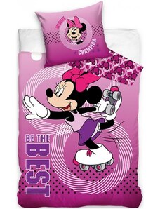 Carbotex Bavlněné ložní povlečení Disney - motiv Minnie Mouse na bruslích - 100% bavlna - 70 x 90 cm + 140 x 200 cm