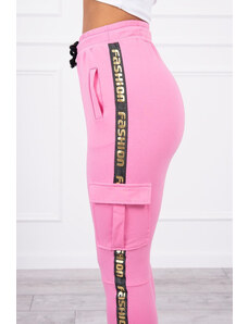 MladaModa Kalhoty Cargo Fashion jasné růžové