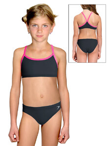 Ramisport Dívčí sportovní plavky dvoudílné PD659 černá s reflexní růžovou