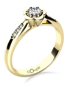 Couple, Květinový zásnubní prsten Rami, žluté zlato a zirkony, vel.: 50, ø15,9 mm, 6814250-0-50-1