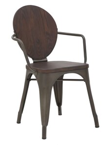 Set 2 ks židlí s područkou Mauro Ferretti Harim 54x51x83 cm, tmavě šedá/přírodní