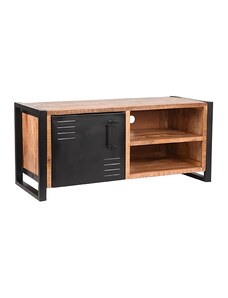 LABEL51 Přírodní/černý masivní mangový TV stolek Leiden, 115 cm