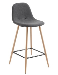 Tmavě šedá látková barová židle Kave Home Nolite 65 cm