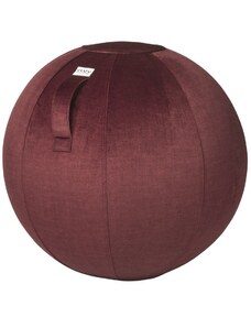 Vínově červený sametový sedací / gymnastický míč VLUV BOL WARM Ø 75 cm