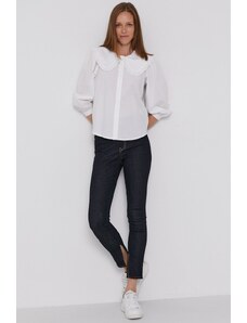 Dámská bílá slim fit košile s dlouhým rukávem ETERNA otevřený límec 95%  eterna 5% elastan easy iron - GLAMI.cz