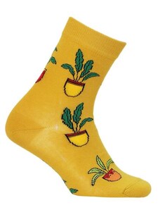 Dívčí vzorované ponožky WOLA KVĚTINÁČE žluté