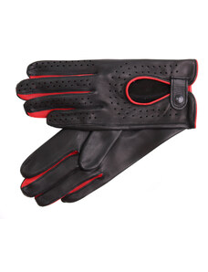 Špongr Dámské kožené řidičské rukavice ZONDA černé s červenou šichtlí
