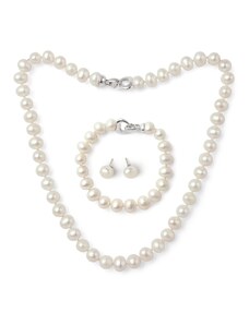 Tiniana Perlová souprava pravé říční perly Siv , náhrdelník, náramek a náušnice, krémová