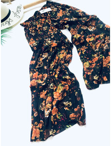Italská móda Plisované široké květované kalhoty
