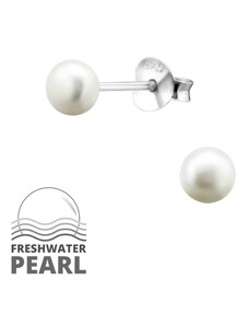 SYLVIENE Stříbrné náušnice s perlou 4 mm