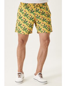 AC&Co / Altınyıldız Classics Men's Yellow Standard Fit Casual Patterned Swimwear Marine Shorts.