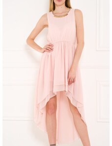 GLAM&GLAMADISE Letní šifonové šaty růžové asymetrické