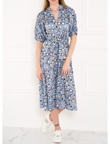 Glamorous by Glam Dámské košilové midi šaty s motivem brýlí - světle modrá