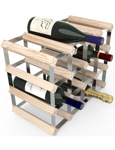 Stojan na víno RTA na 16 lahví, přírodní borovice - pozinkovaná ocel / sestavený