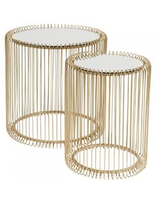 Kare Design Set dvou mosazných odkládacích stolků Wire 44/32,5 cm