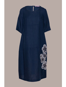 Tmavě modré lněné šaty Piero Moretti