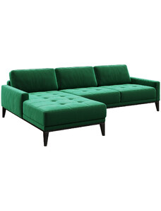 Zelená sametová rohová pohovka MESONICA Musso Tufted, levá, 248 cm