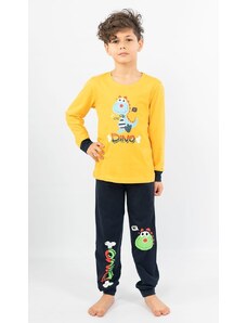 Vienetta Kids Dětské pyžamo dlouhé Dino - žlutá