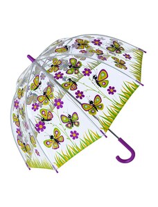 FULTON Dětský průhledný deštník Bugzz Kids MOTÝL