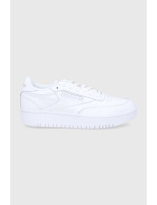 Kožené boty Reebok Classic Club C Double GW0854 bílá barva, na plochém podpatku, GW0854.100006321-WHT/GRY