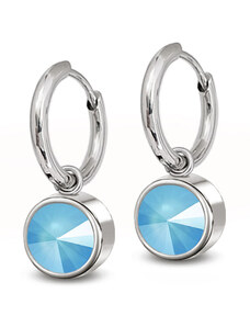 Jewellis ČR Jewellis ocelové náušnice kruhy Pastel Rivoli s krystaly Swarovski - Summer Blue