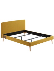 Hořčicově žlutá látková dvoulůžková postel Kave Home Dyla 160 x 200 cm