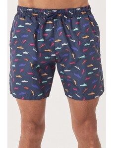 AC&Co / Altınyıldız Classics Men's Navy Blue Standard Fit Casual Patterned Swimwear Marine Shorts.