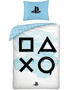 Halantex Bavlněné ložní povlečení PlayStation - bílo / modré - 100% bavlna - 70 x 90 cm + 140 x 200 cm