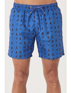 AC&Co / Altınyıldız Classics Men's Indigo Standard Fit Casual Patterned Swimwear Marine Shorts.