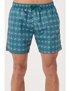 AC&Co / Altınyıldız Classics Men's Green Standard Fit Casual Patterned Swimwear Marine Shorts