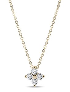 Diamantový náhrdelník čtyřlístek ze žlutého 14k zlata KLENOTA K0832013