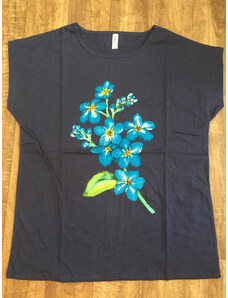 Dámské modré bavlněné tričko nadměr A1387